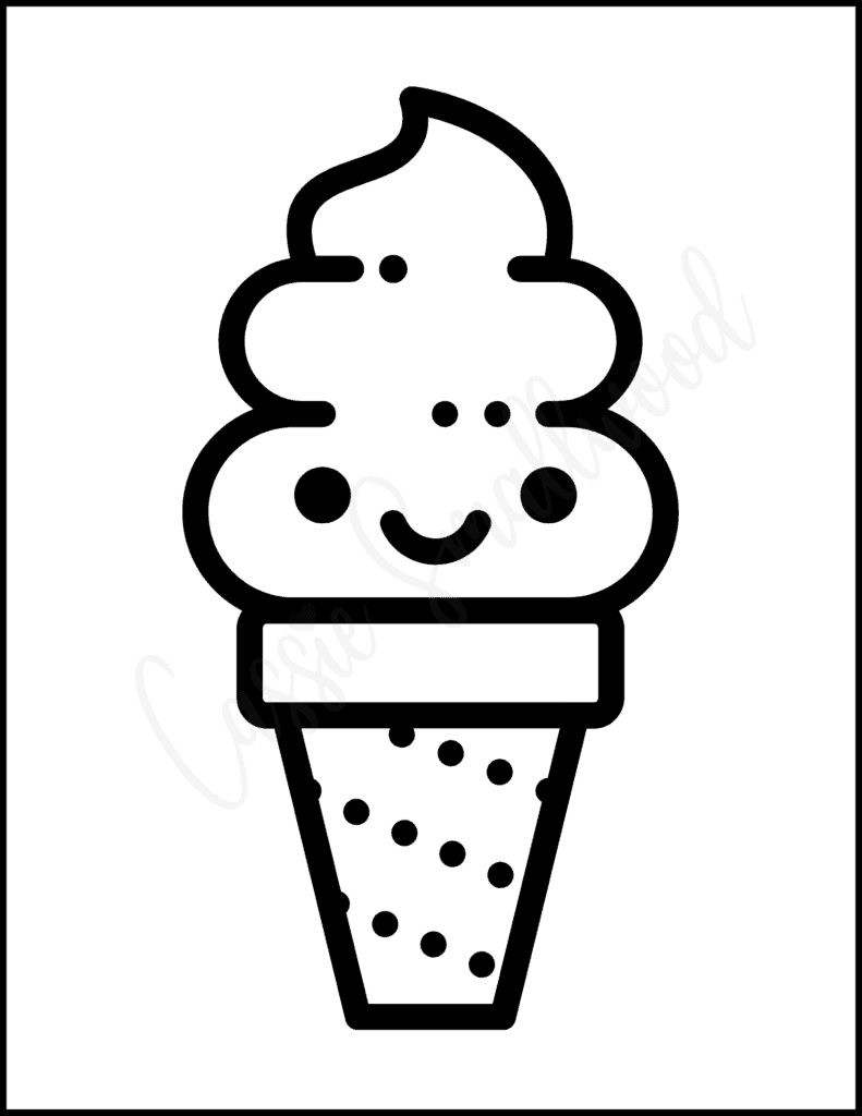 cute ice cream coloring page for kids