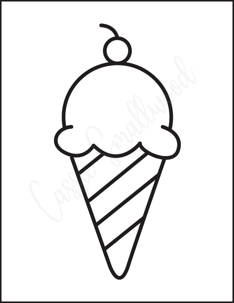 Large ice cream cone craft template with cherry on top