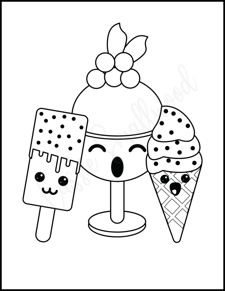 ice cream and popsicle coloring sheet free printable