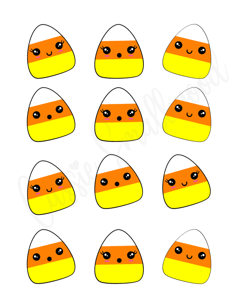 1.5 inch kawaii candy corn printable picture in color