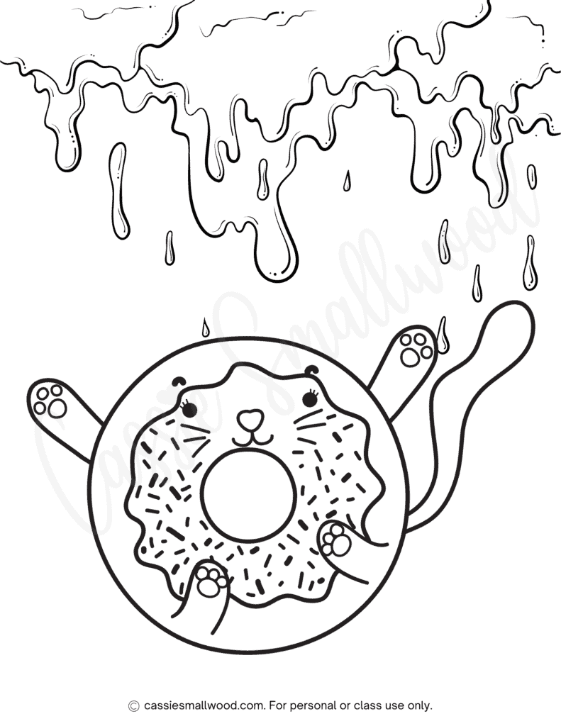 kitty donut coloring sheet free printable pdf cat doughnut coloring page for kids
