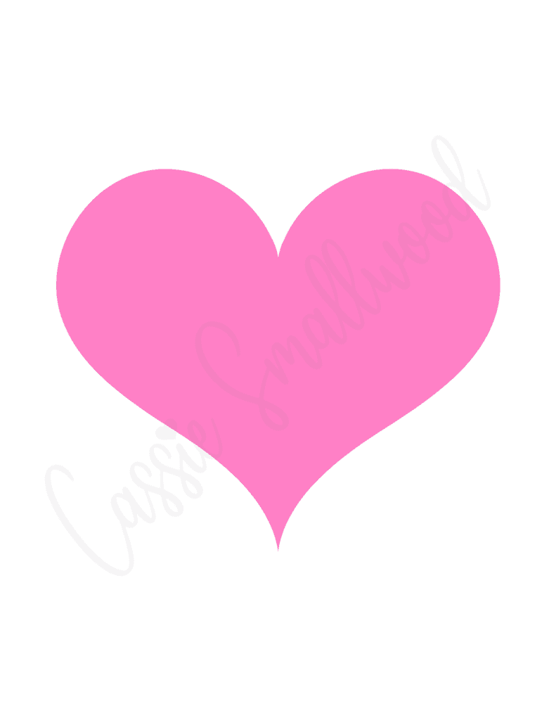 Big full page printable pink heart template