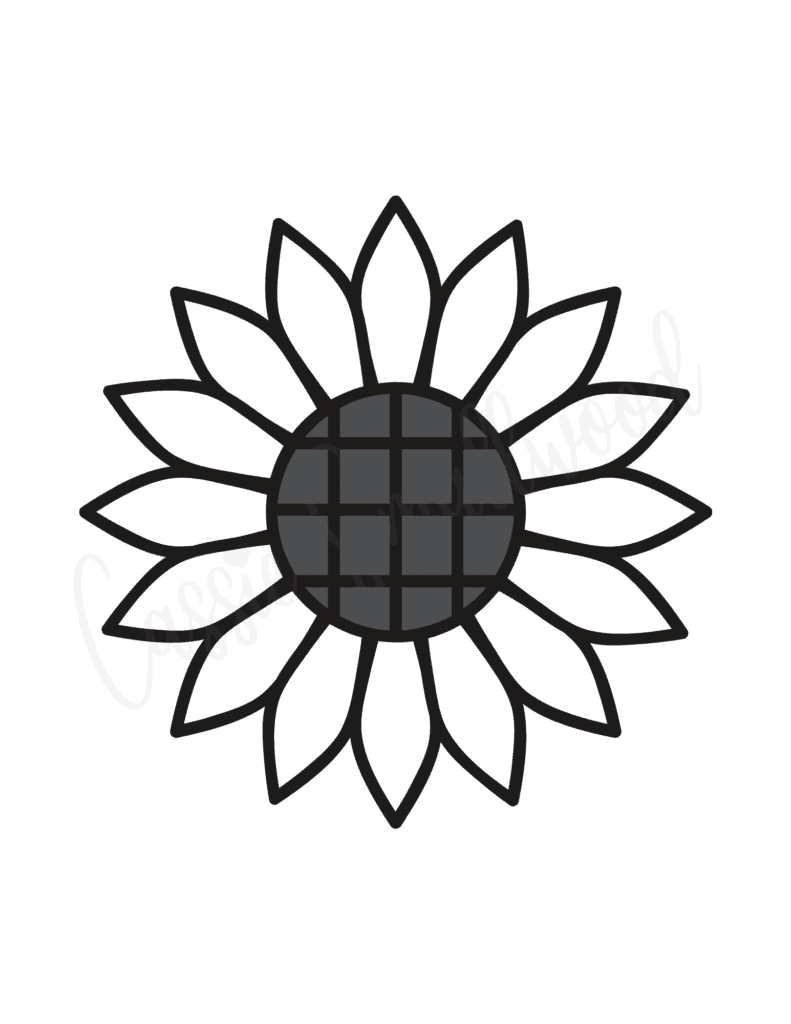 Large sunflower stencil free printable black and white