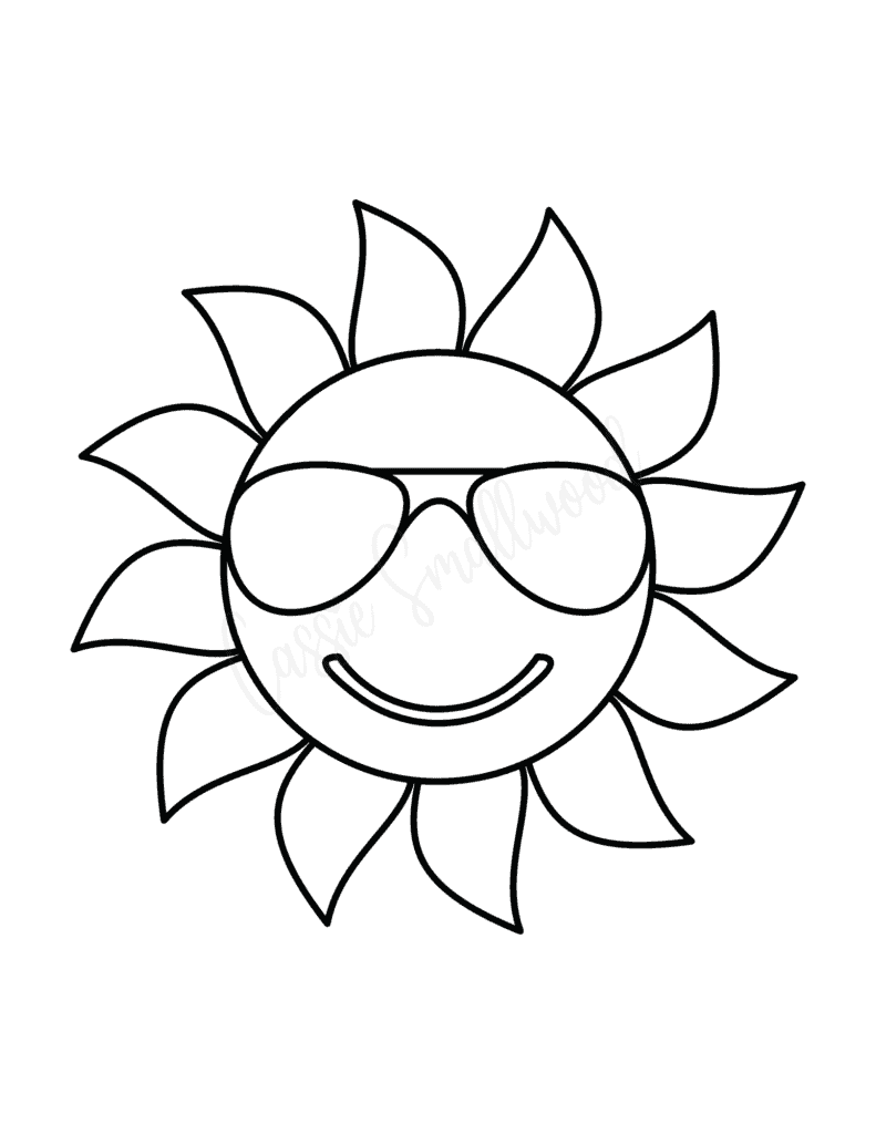 large sunshine template with sunglasses and happy face