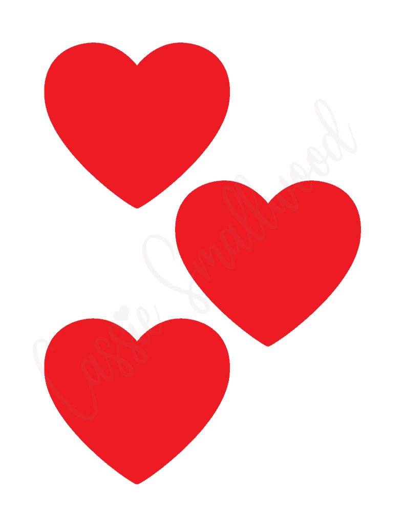 Medium sized red hearts free printable 5 inch hearts template