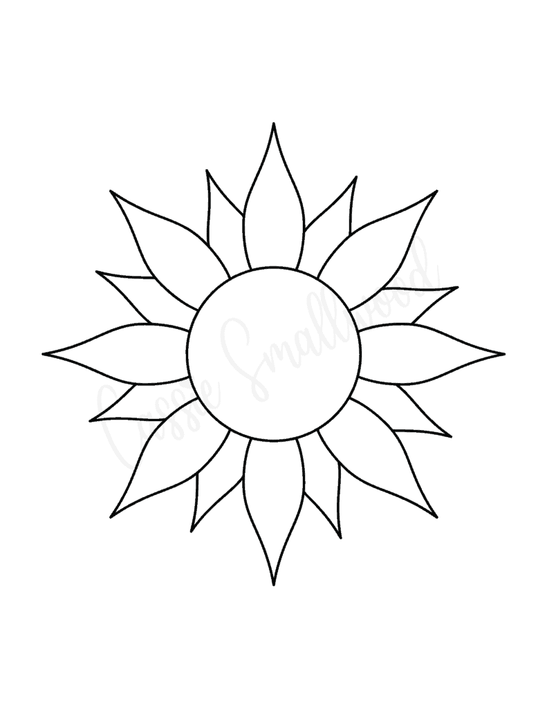 pretty sun coloring page free printable