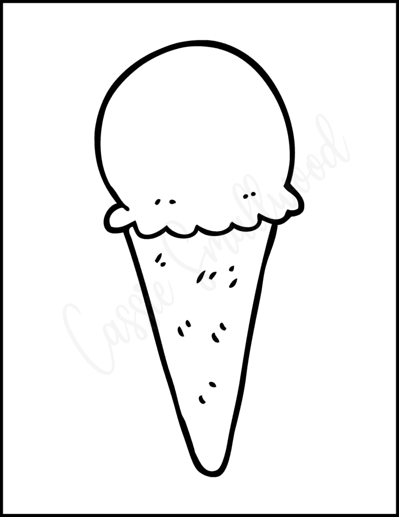Simple ice cream cone coloring page for preschool