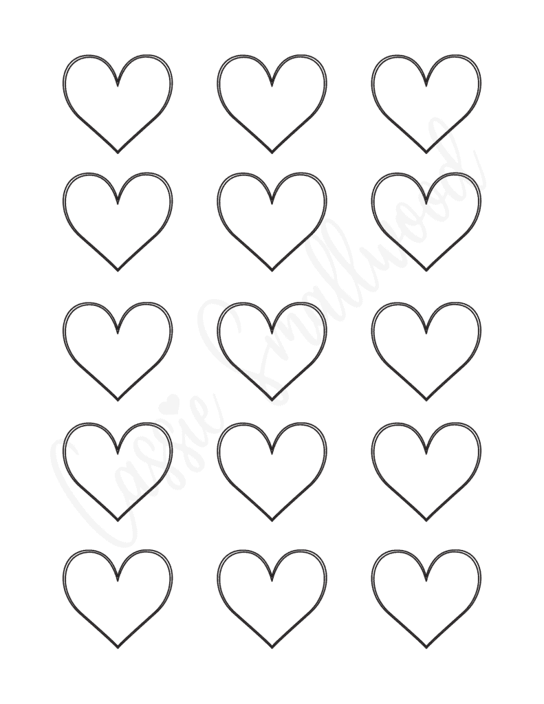 Small heart shape outline template 2 inch heart stencil