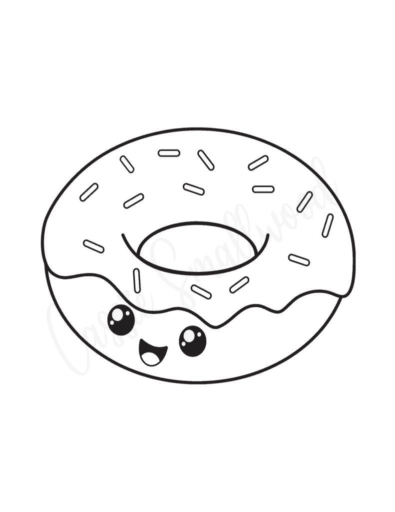 Kawaii sprinkle donut coloring page