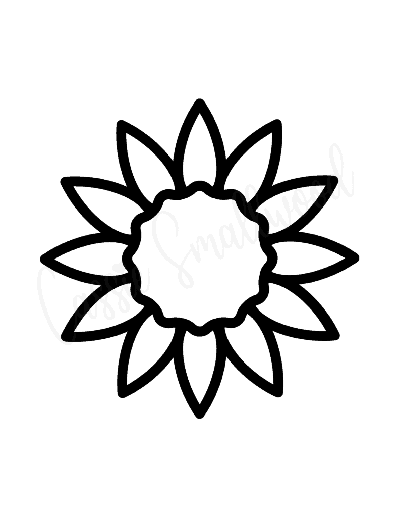 Black and white sunflower craft template simple
