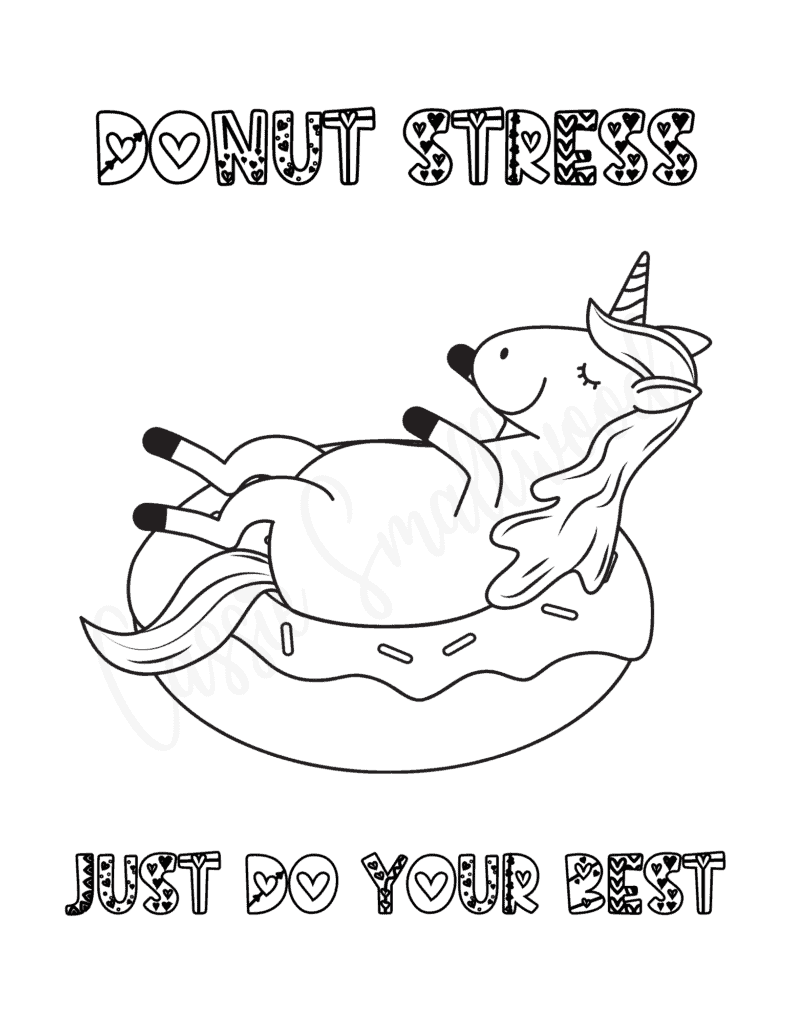Cute unicorn donut coloring page donut stress just do your best donut picture to color