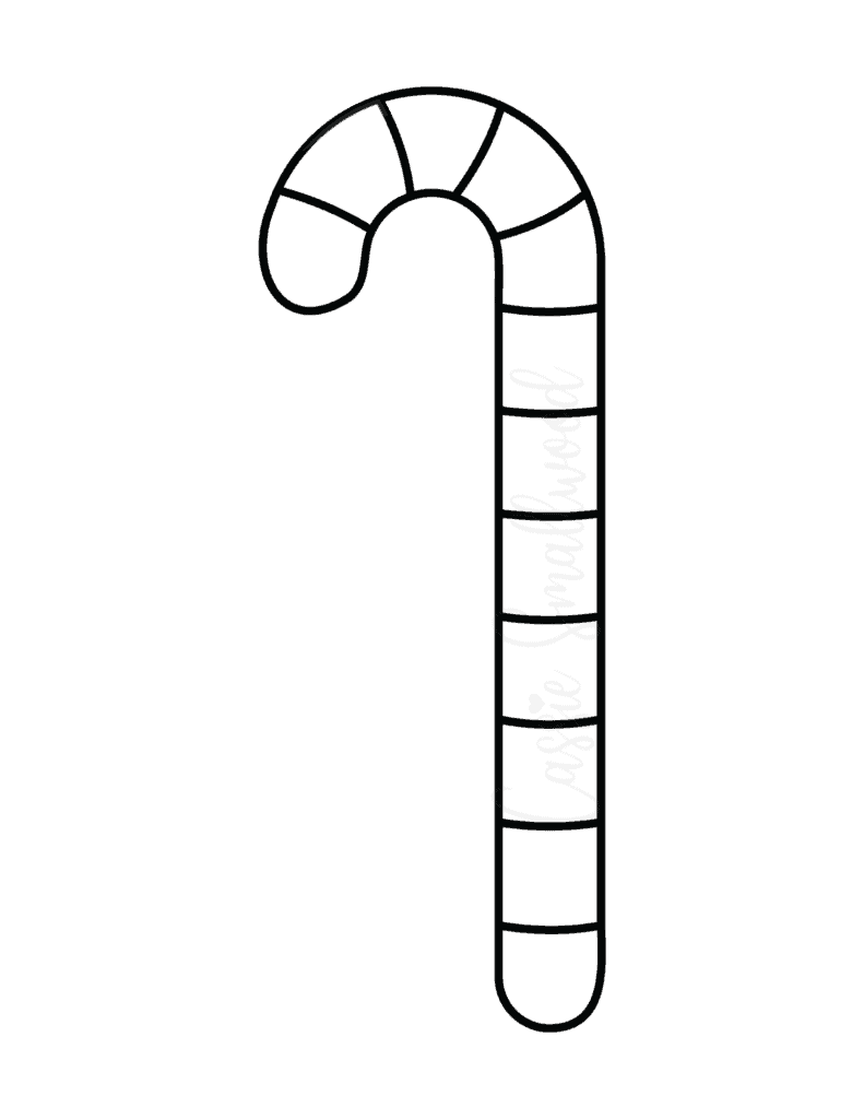 black and white large candy cane outline template to print out