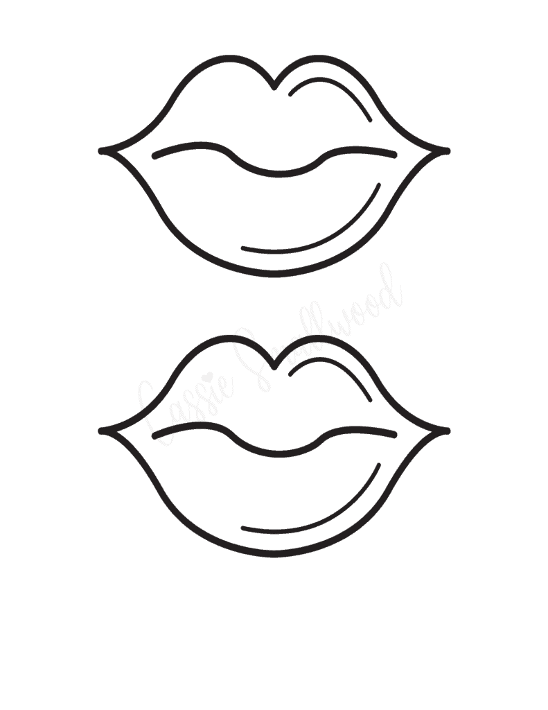 Medium size black and white lips pattern for crafts 2 per page