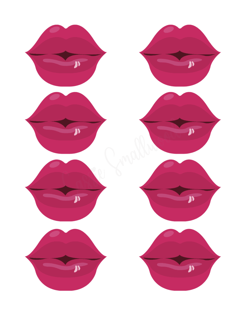 dark pink color cartoon lip template small free printable