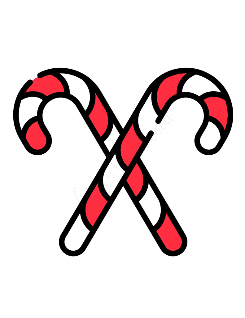 red and white double candy cane template to print and cut out