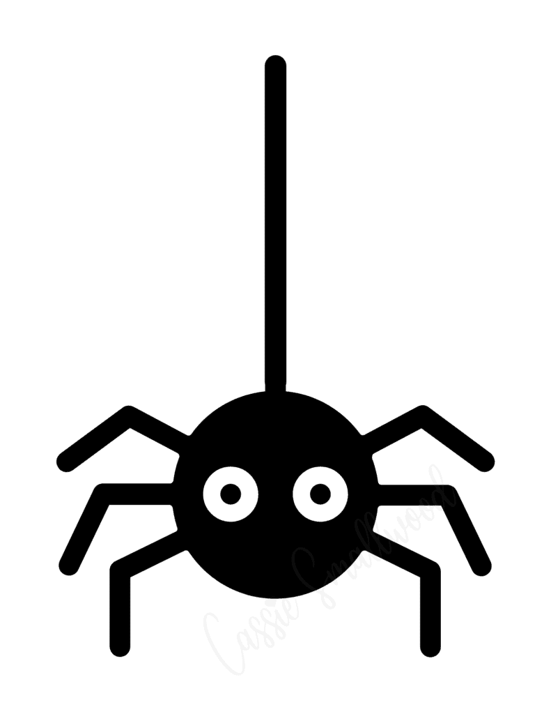 Cute hanging spider template black