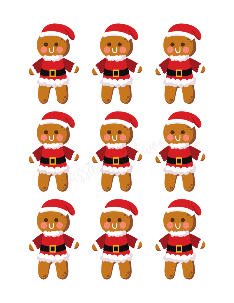 cute Santa gingerbread man template with red santa suit and santa hat