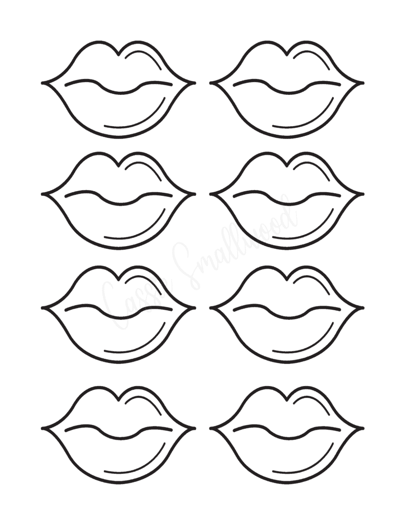 small Outline of lips templates cartoon style 