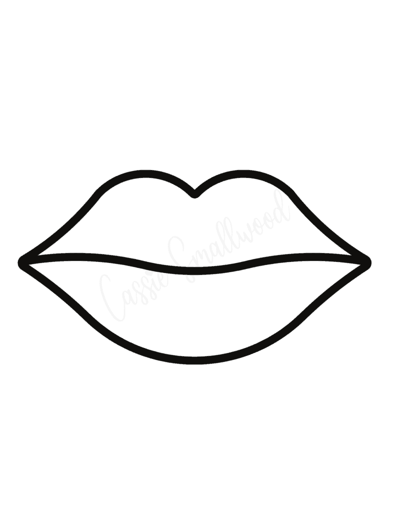 full page black and white blank lips outline template