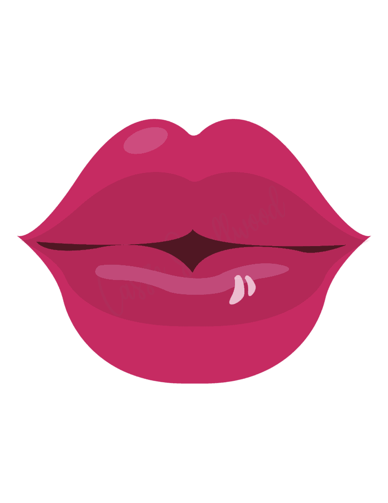 large cartoon lip cut out template pink