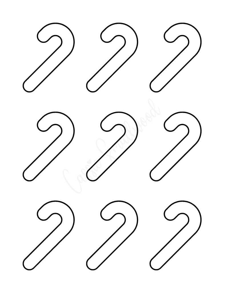 Small blank candy cane templates black and white