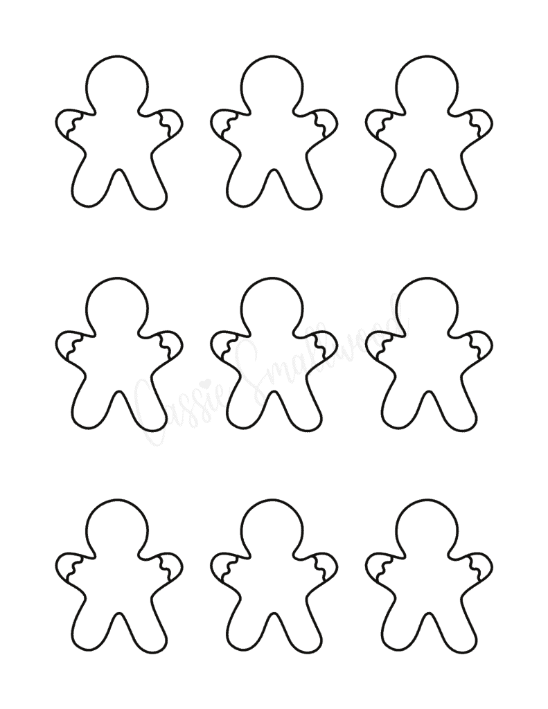 small blank gingerbread man templates in black and white outline