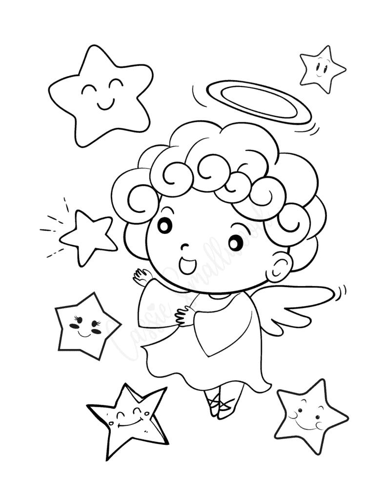 anime angel coloring page for kids free printable