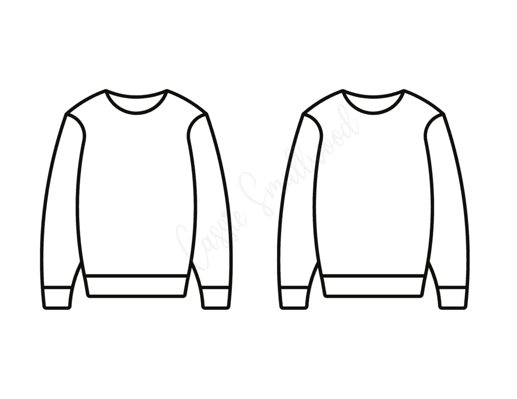 blank sweater coloring page with 2 blank sweaters to design