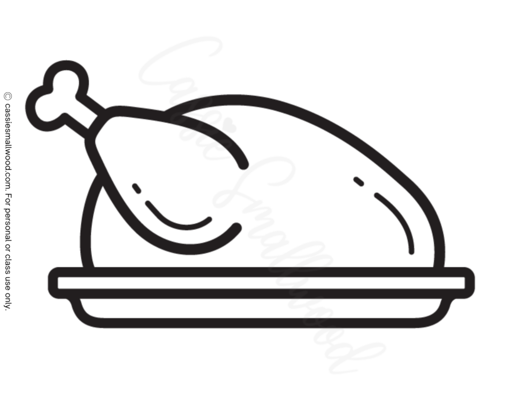 cooked turkey template free printable pdf black and white turkey stencil