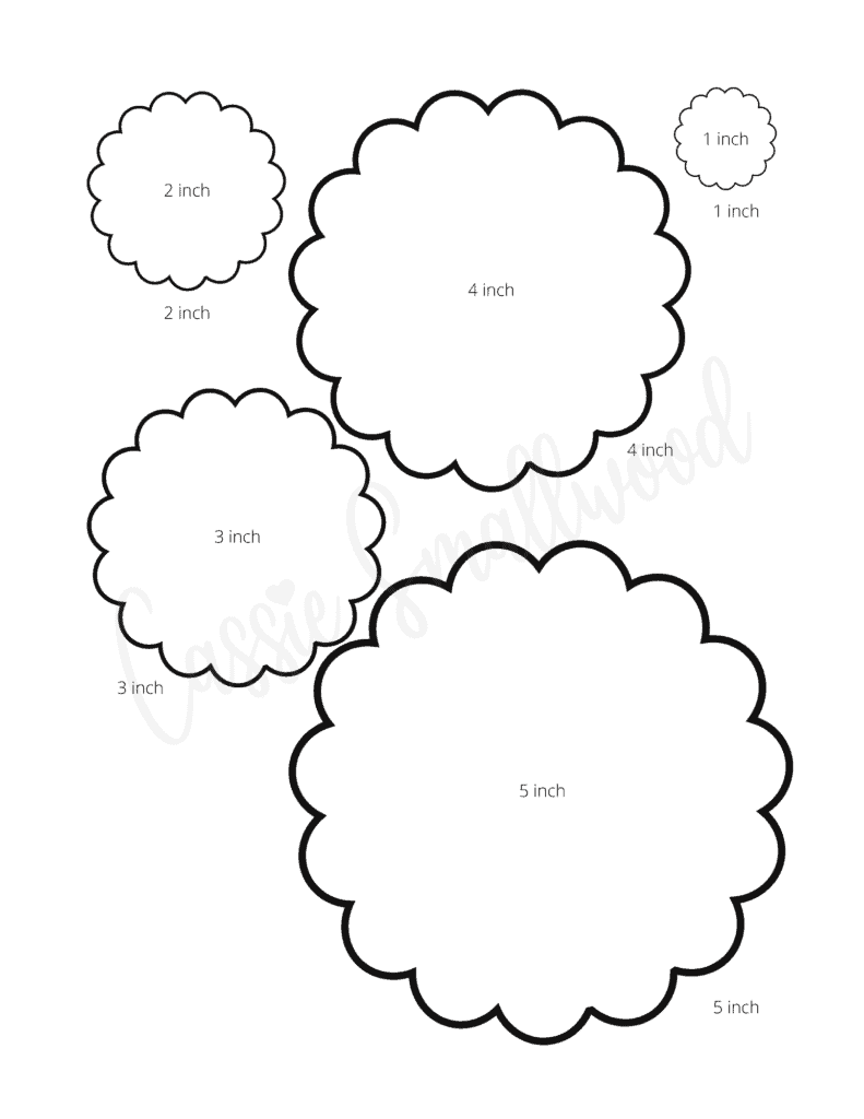 All different sizes of scalloped circle templates on one page