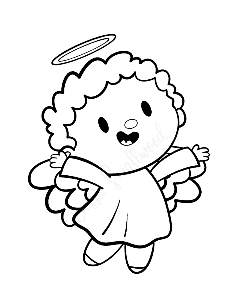 easy angel coloring page for kids