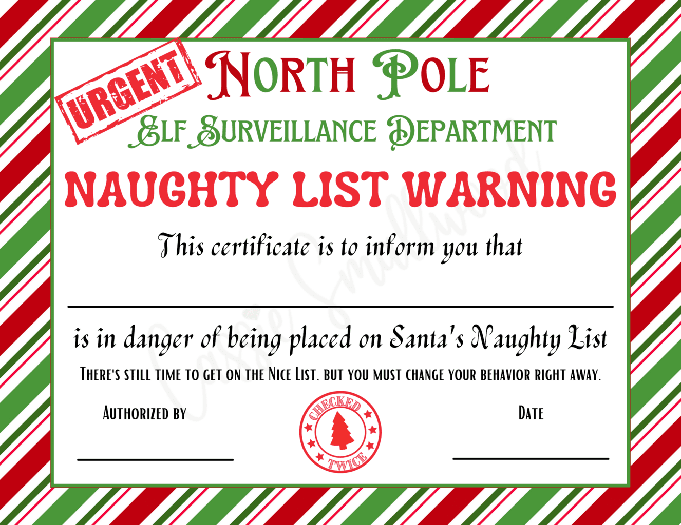 Free Printable Warning Letter From Santa Template