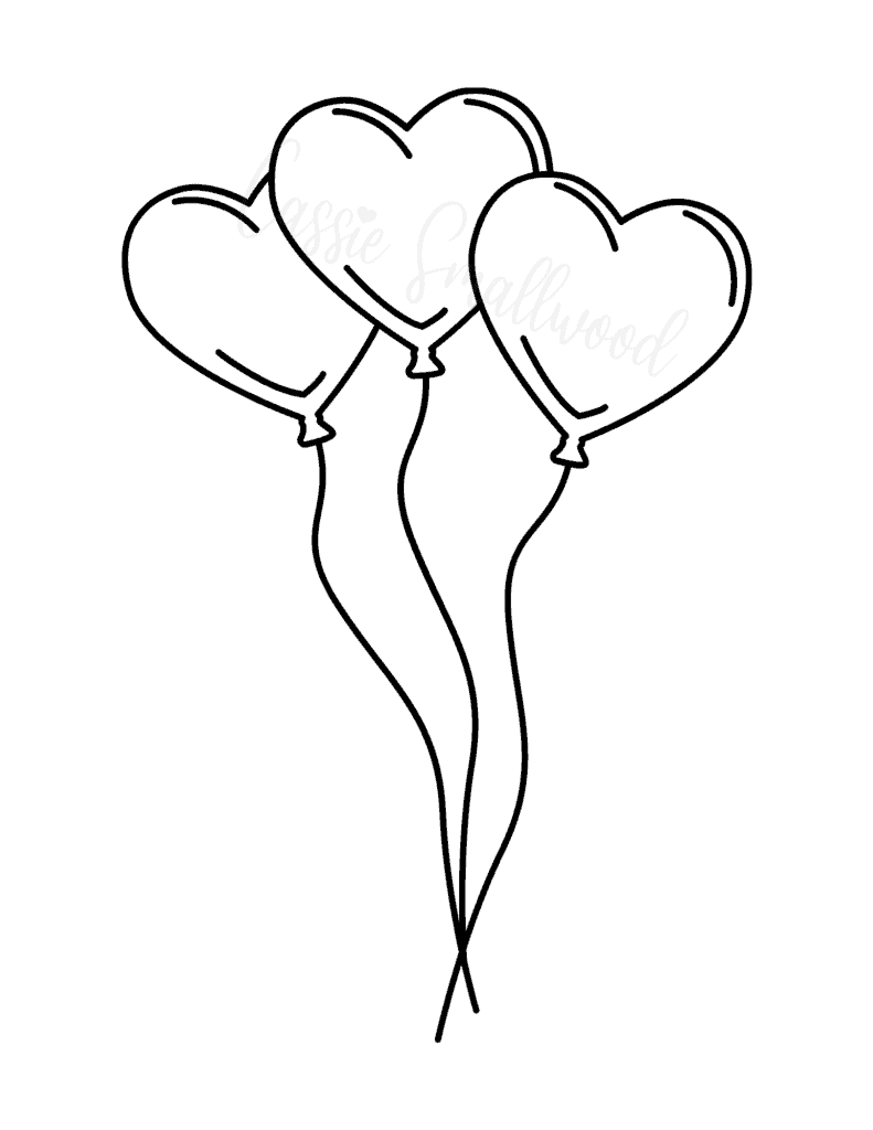free printable birthday balloon template black and white heart shaped balloon bouquet stencil