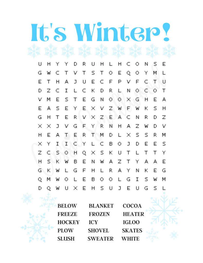 free printable January word search