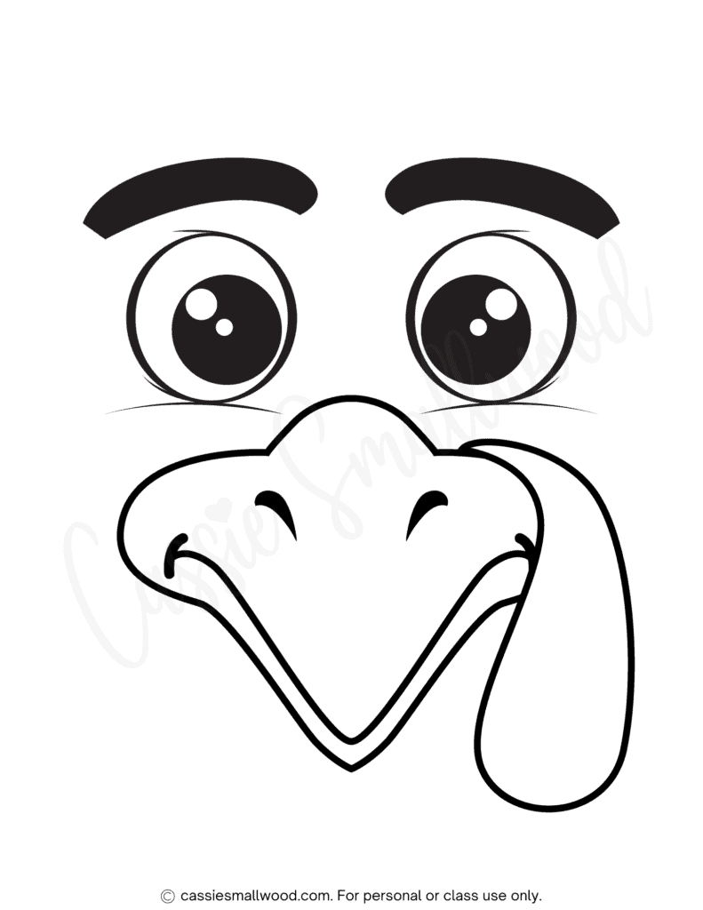 large turkey face template black and white 