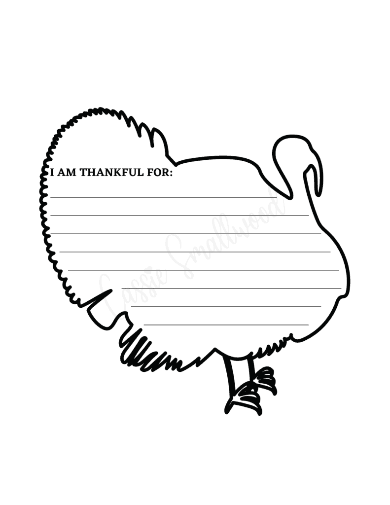 I am thankful for turkey writing template