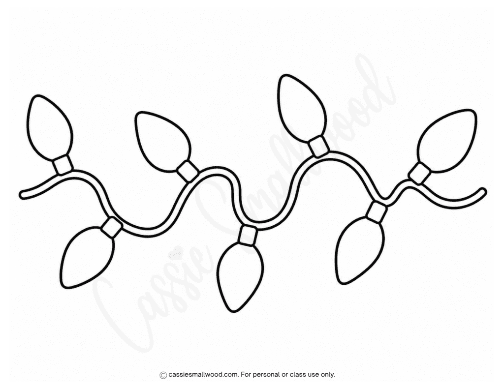 Christmas light string outline free printable pdf, Christmas light strand template free download pdf, Christmas lights coloring page for kids, Christmas light bulbs coloring sheet for kids preschool kindergarten toddlers