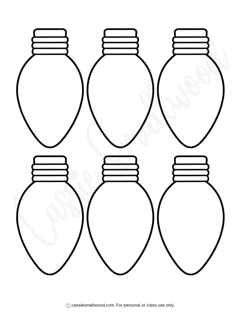 free printable medium Christmas light template pdf, simple Christmas light template, Christmas light stencil, Christmas light outline, Christmas light pattern, Christmas light bulb stencil for kids free download pdf