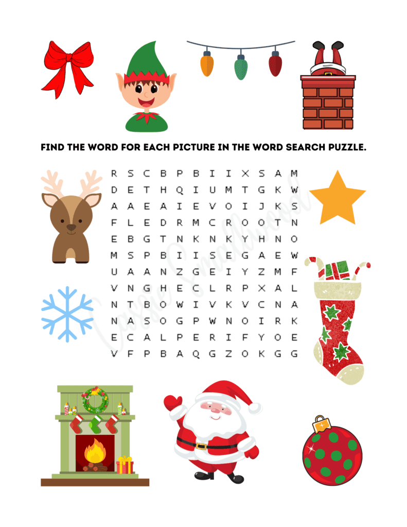 Picture Christmas word find