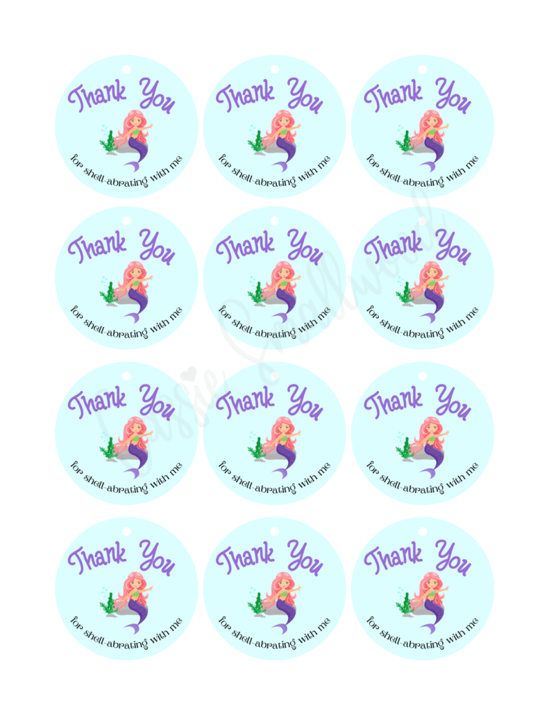 Free printable mermaid thank you tags