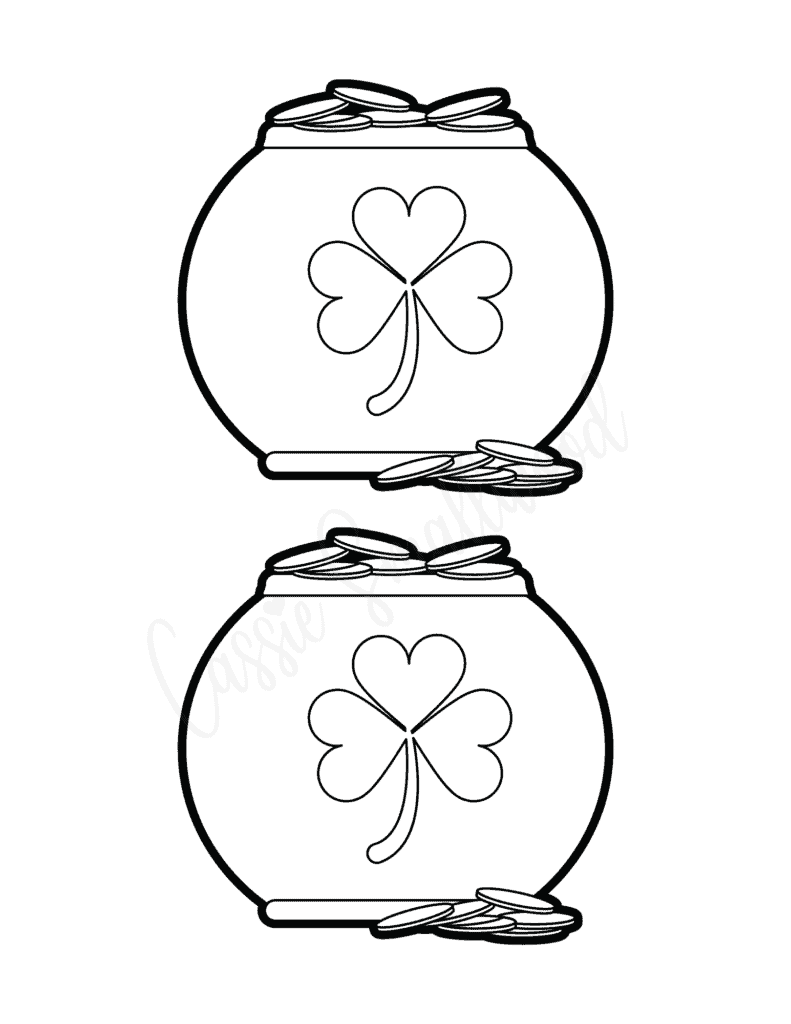 Irish pot of gold templates with shamrock