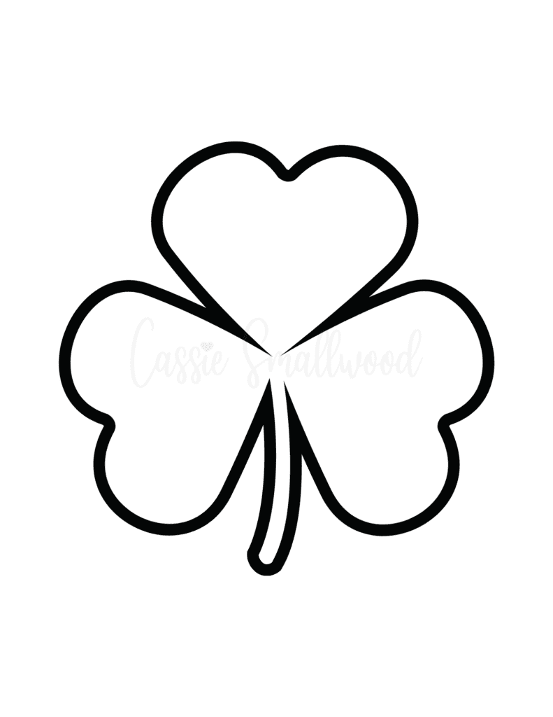 large shamrock template black and white outline