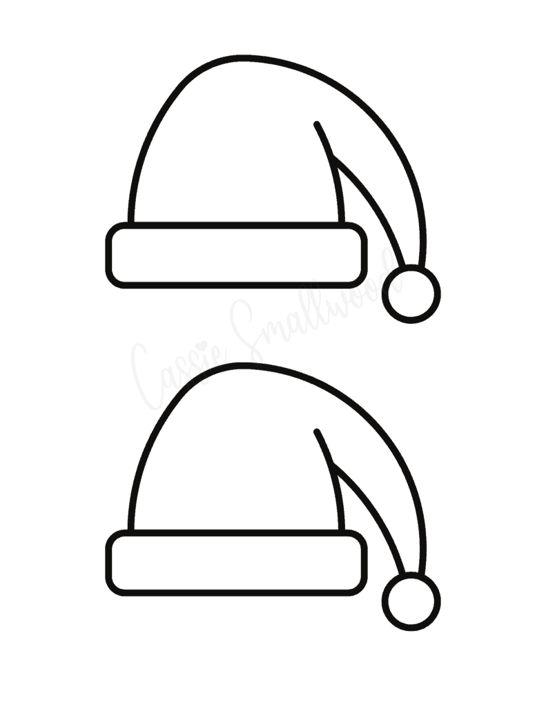medium printable christmas hats black and white outline2 per page