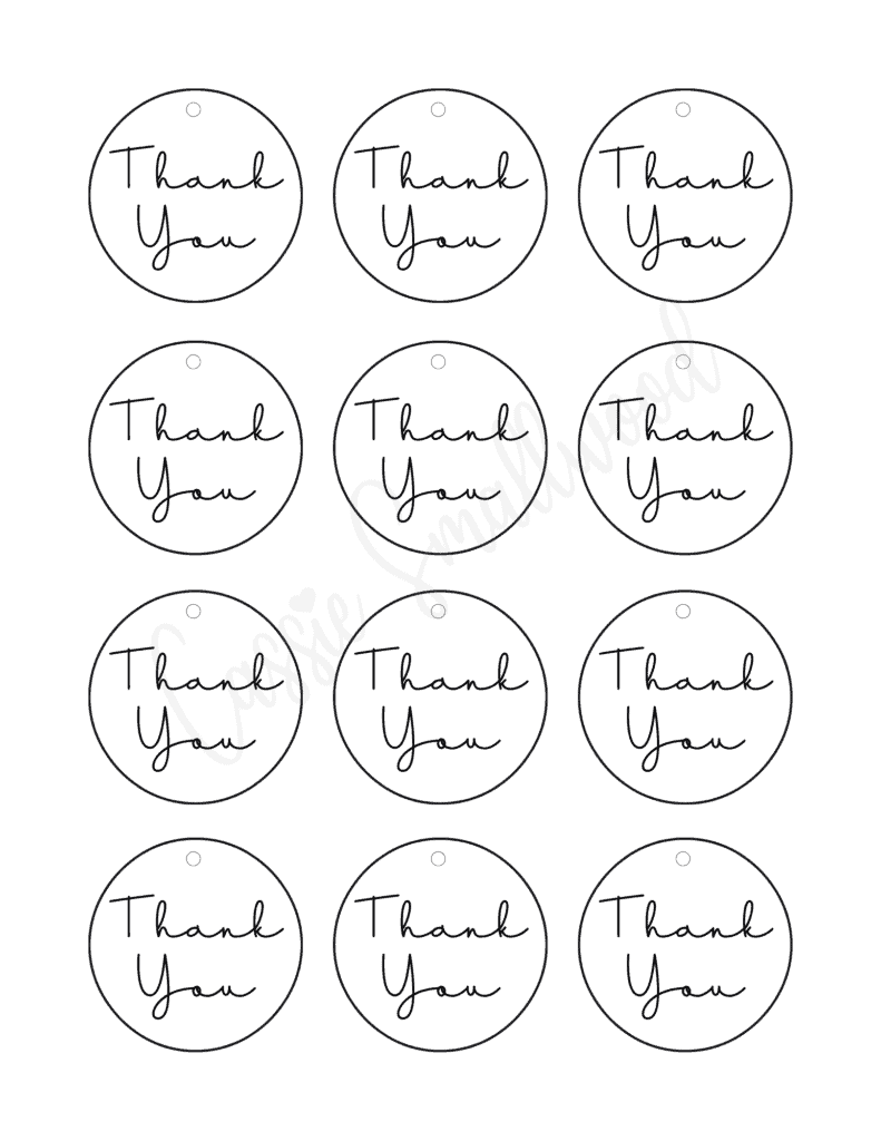 Free printable black and white thank you tags