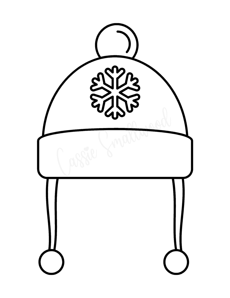 winter cap coloring page and template
