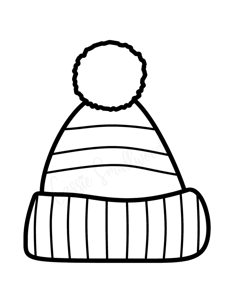 winter hat coloring page free printable