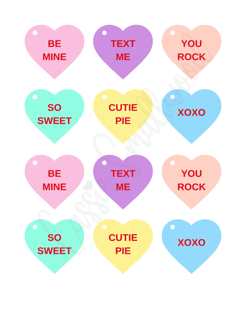 conversation heart valentine tags printable