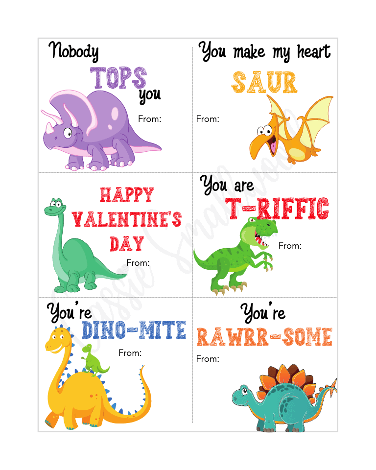 free printable dinosaur valentines cards
