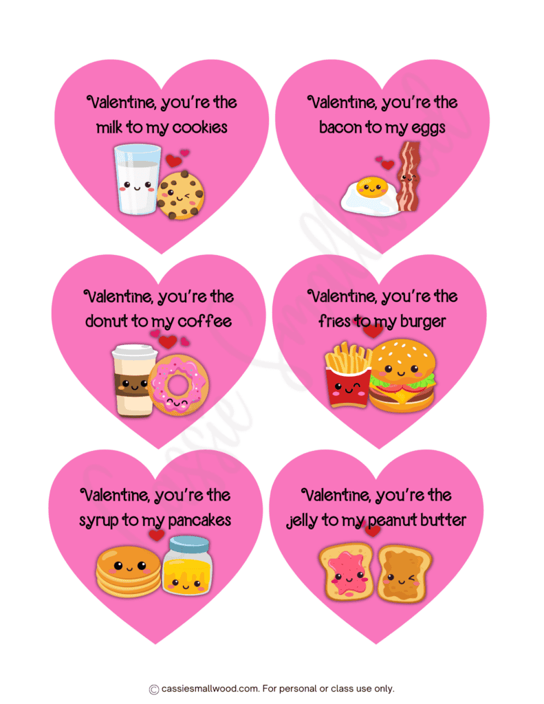 cute heart valentine gift tags free printable pdf, funny Happy Valentine's Day tags for kids school food candy to print for free