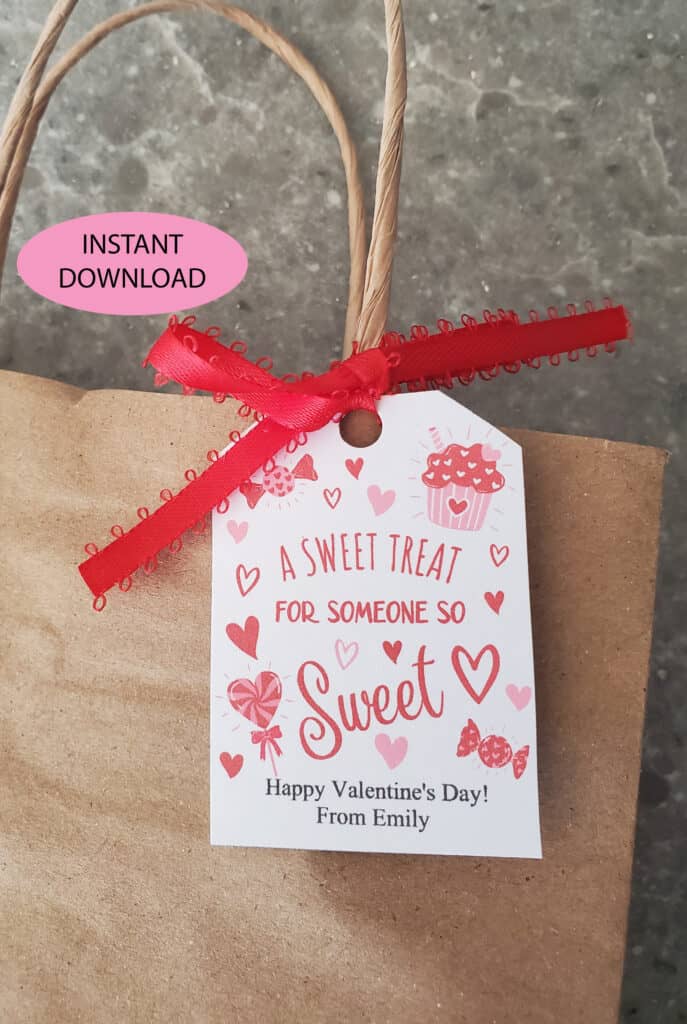 Editable printable Valentine treat bag tags for sweets